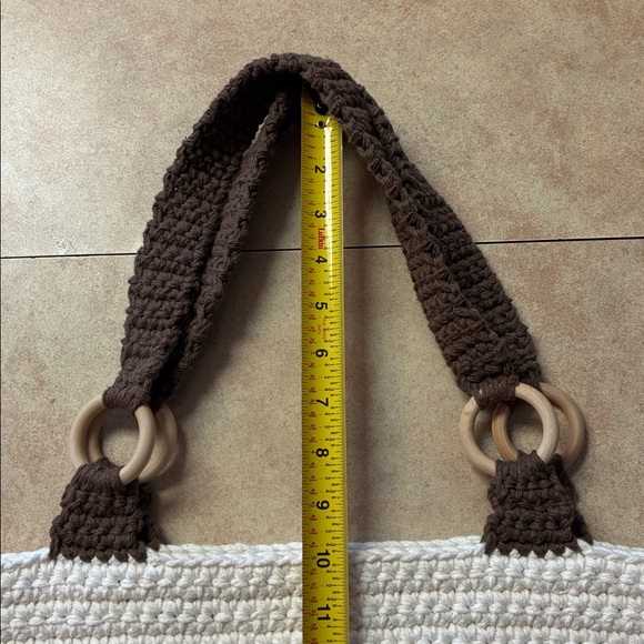 New Handcrafted Crochet Brown & Ivory Tote Bag - Picture 6 of 7